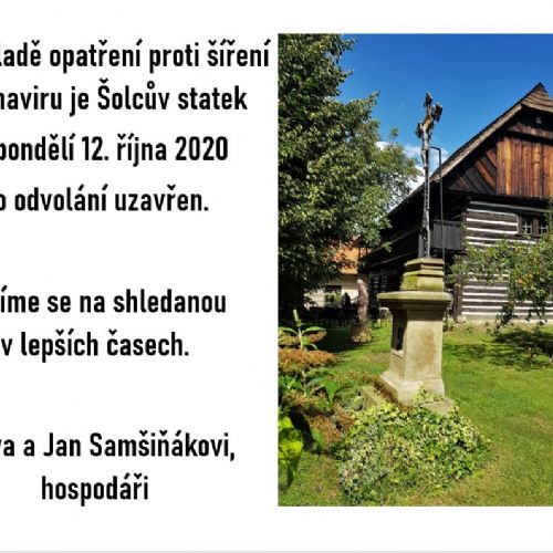 Uzavření Šolcova statku od 12. října 2020
